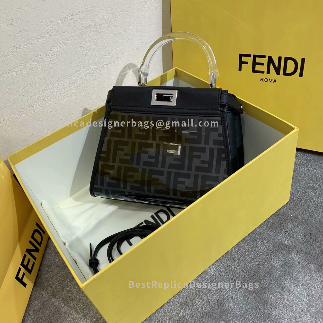 Fendi Peekaboo Iconic Mini Black Transparent Leather Bag 290S